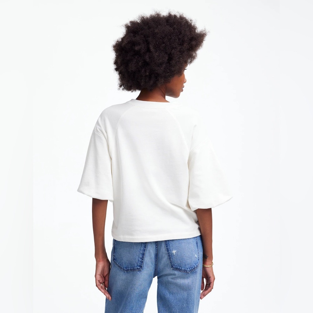 Madewell Puff-Sleeve Sweatshirt Tee in Winter White - Picture 3 of 8